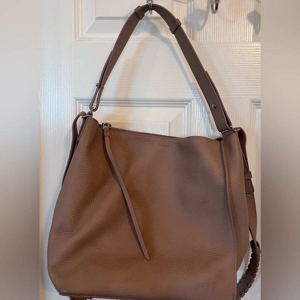 All Saints Neutral Leather Crossbody Bag